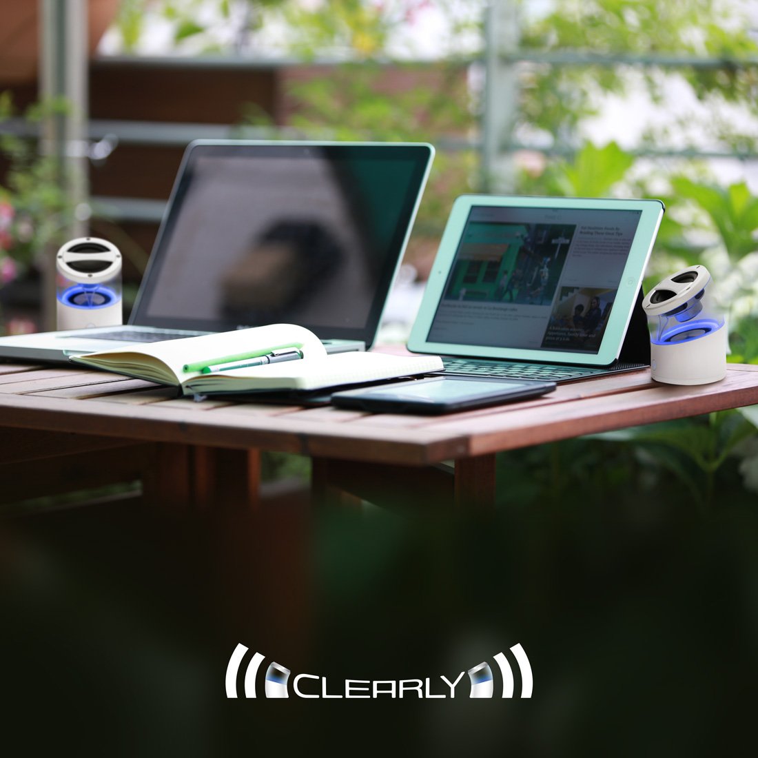 CLEARLY Amazing Wireless Bluetooth mini audio music speaker with clear passive bass chamber and crystal clear audio to make your desk look and sound amazing