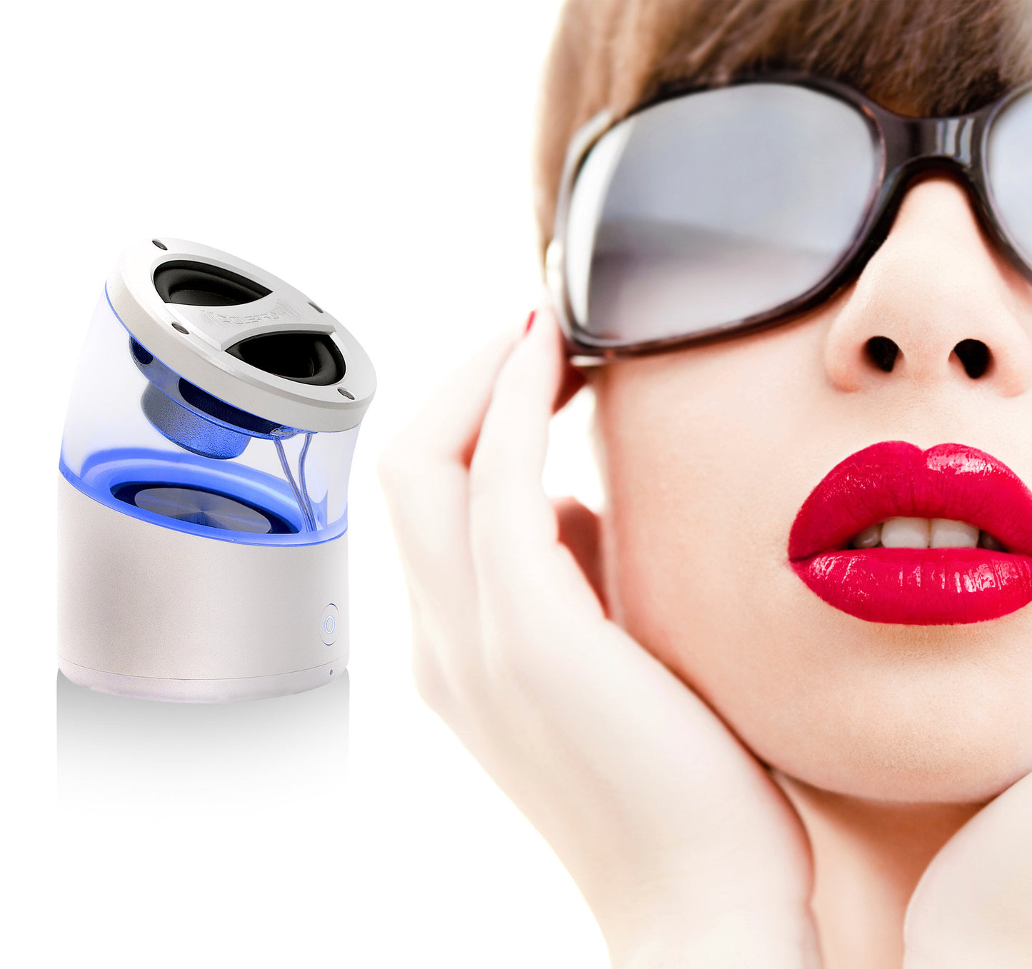 CLEARLY Amazing Wireless Bluetooth mini audio music speaker with clear passive bass chamber and crystal clear audio that is a beautiful, sleek, contemporary speaker