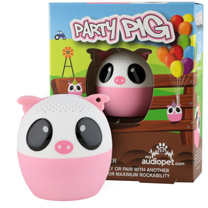 My Audio Pet Party Pig Wireless Bluetooth Speaker with True Wireless Stereo Pig with farmyard pig pen balloon disco ball hay bail box