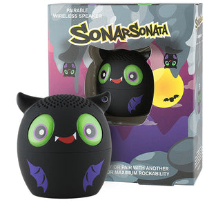 My Audio Pet Sonar Sonata Wireless Bluetooth Speaker with True Wireless Stereo Bat with bat cave, moon, silhouetted bat and other hanging bats box