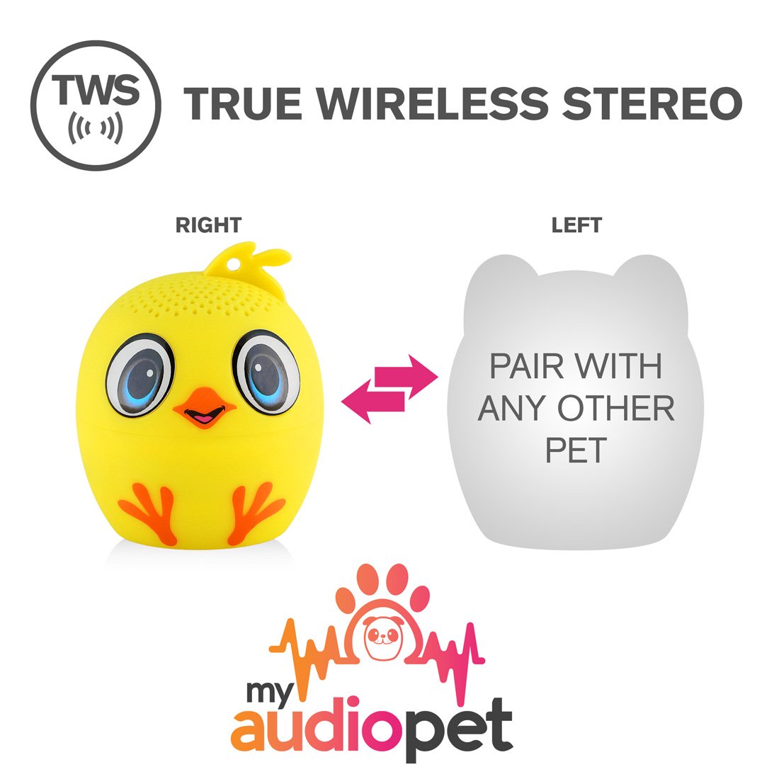 My Audio Pet Chick-a-dee-doo-dah Wireless Bluetooth Speaker with True Wireless Stereo Pair with any other MyAudioPet