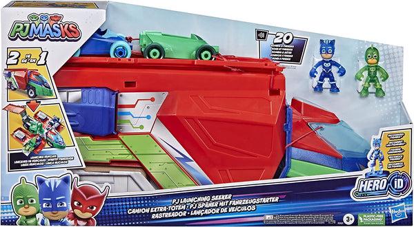 PJ Masks PJ Launching Seeker Preschool Toy, Transforming Vehicle Playset with 2 Cars, 2 Action Figures, and More
